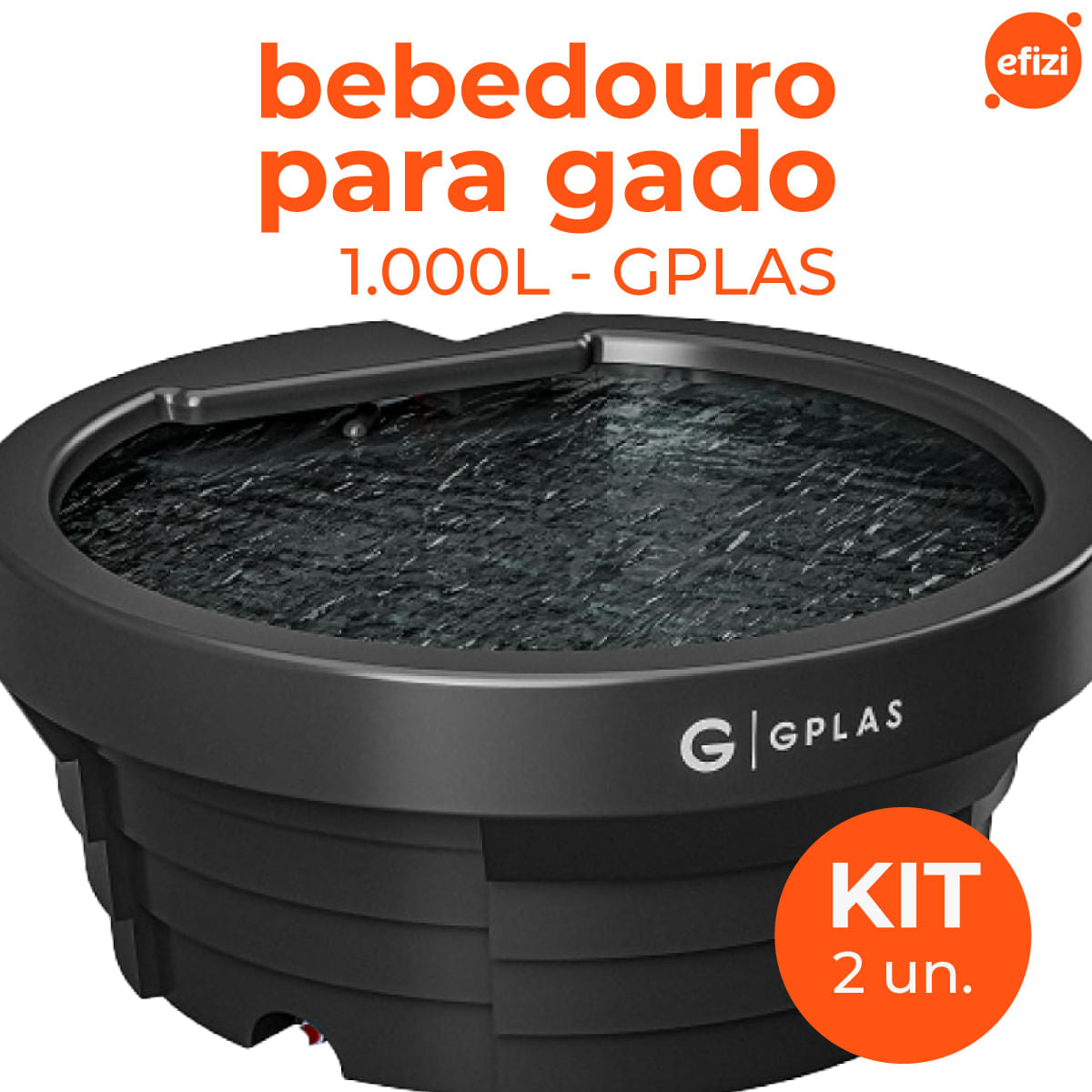Kit 2 Bebedouros para Gado 1.000L Preto Gplas