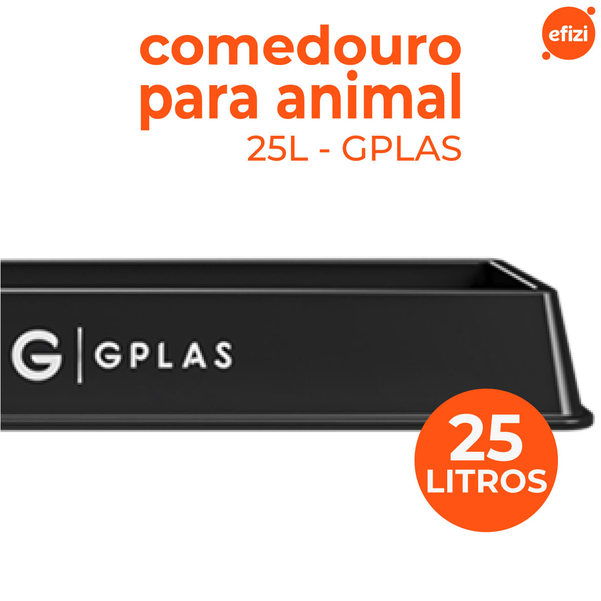 Comedouro para Animal 25L Preto Gplas