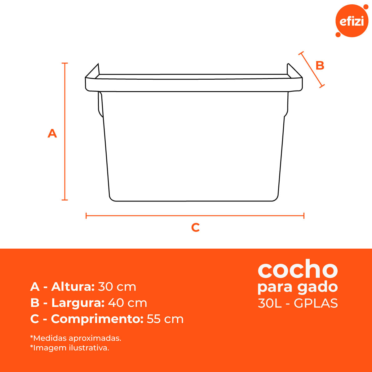 Kit 3 Cochos para Animais 30L Preto Gplas