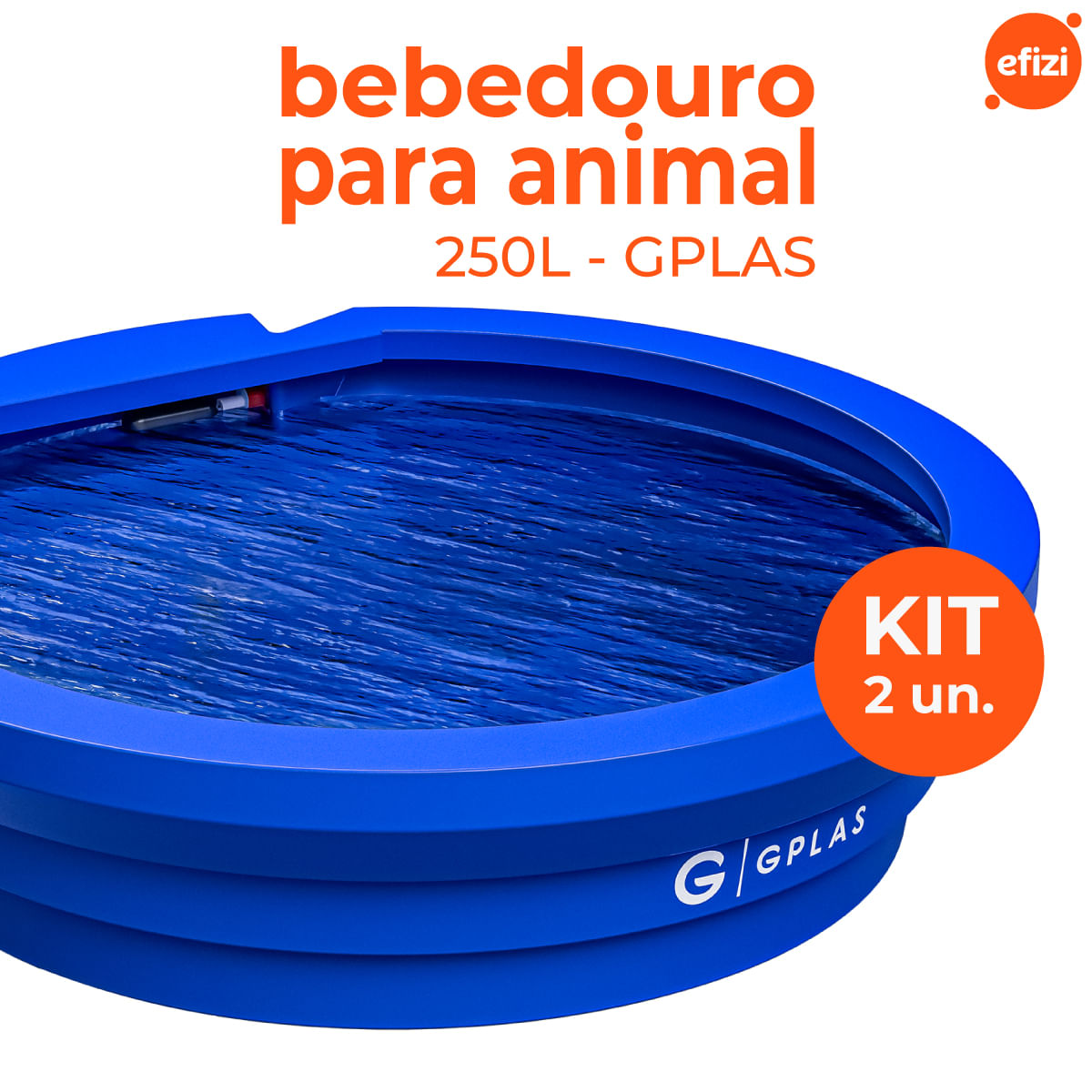 Kit 2 Bebedouros para Animais 250L Azul Gplas