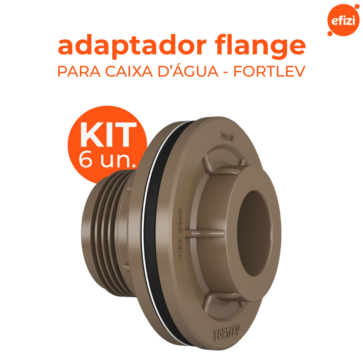 Kit Adaptador Flange 20x1/2 Fortlev 6 Unidades