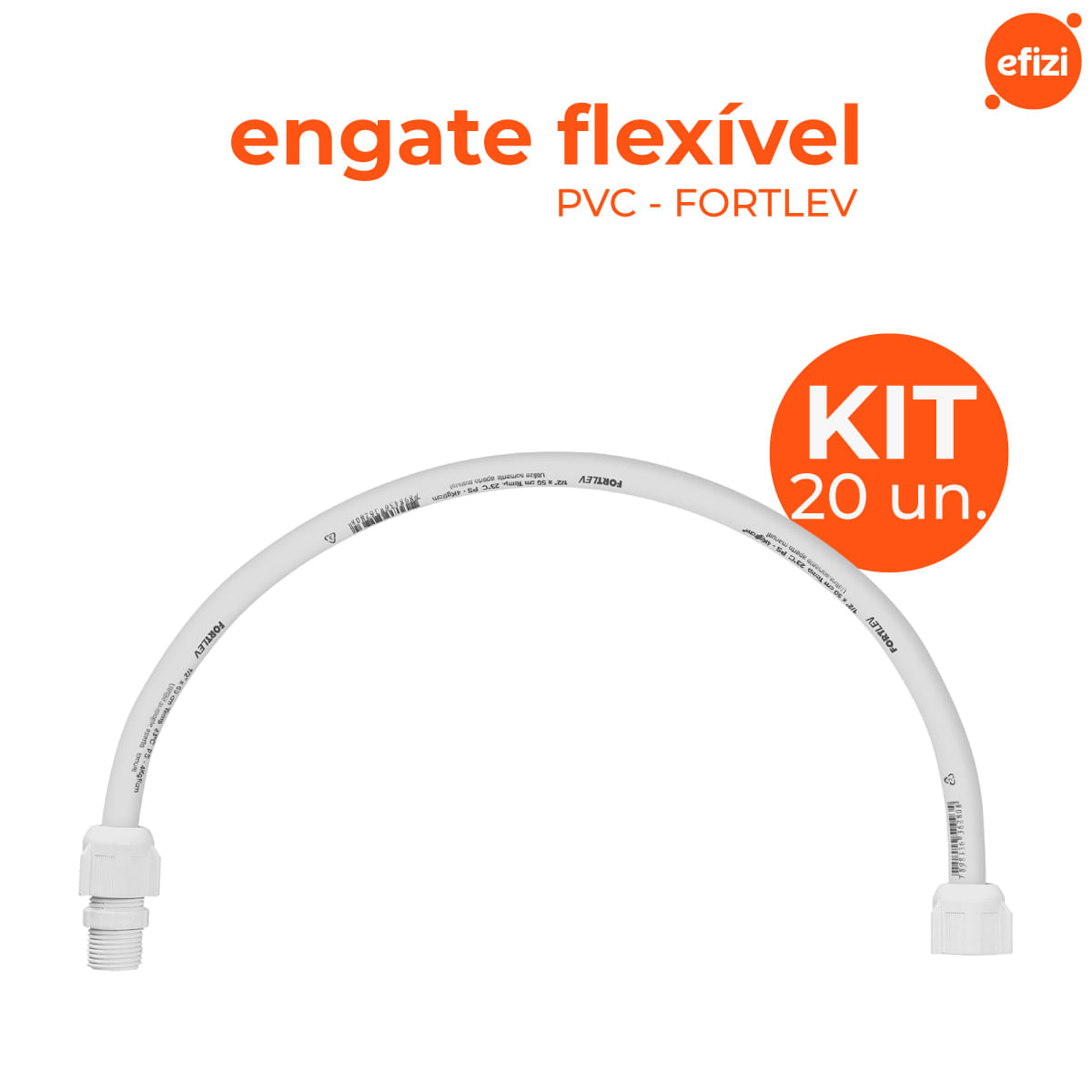 Kit Engate Flexível Pvc Fortlev 1/2 X 60cm 20 Unidades