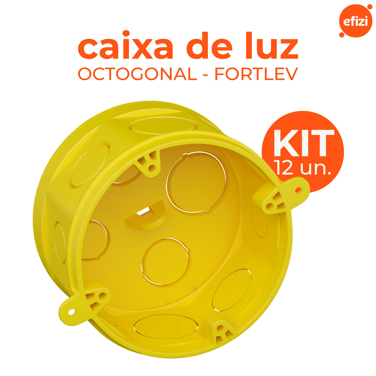 Kit Caixa De Luz Octogonal Fortlev 12 Unidades