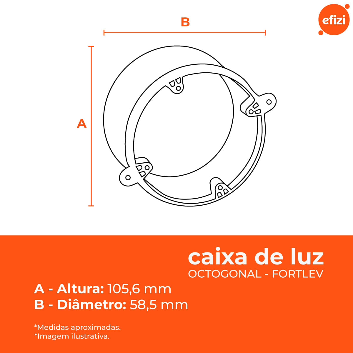 Kit Caixa De Luz Octogonal Fortlev 6 Unidades