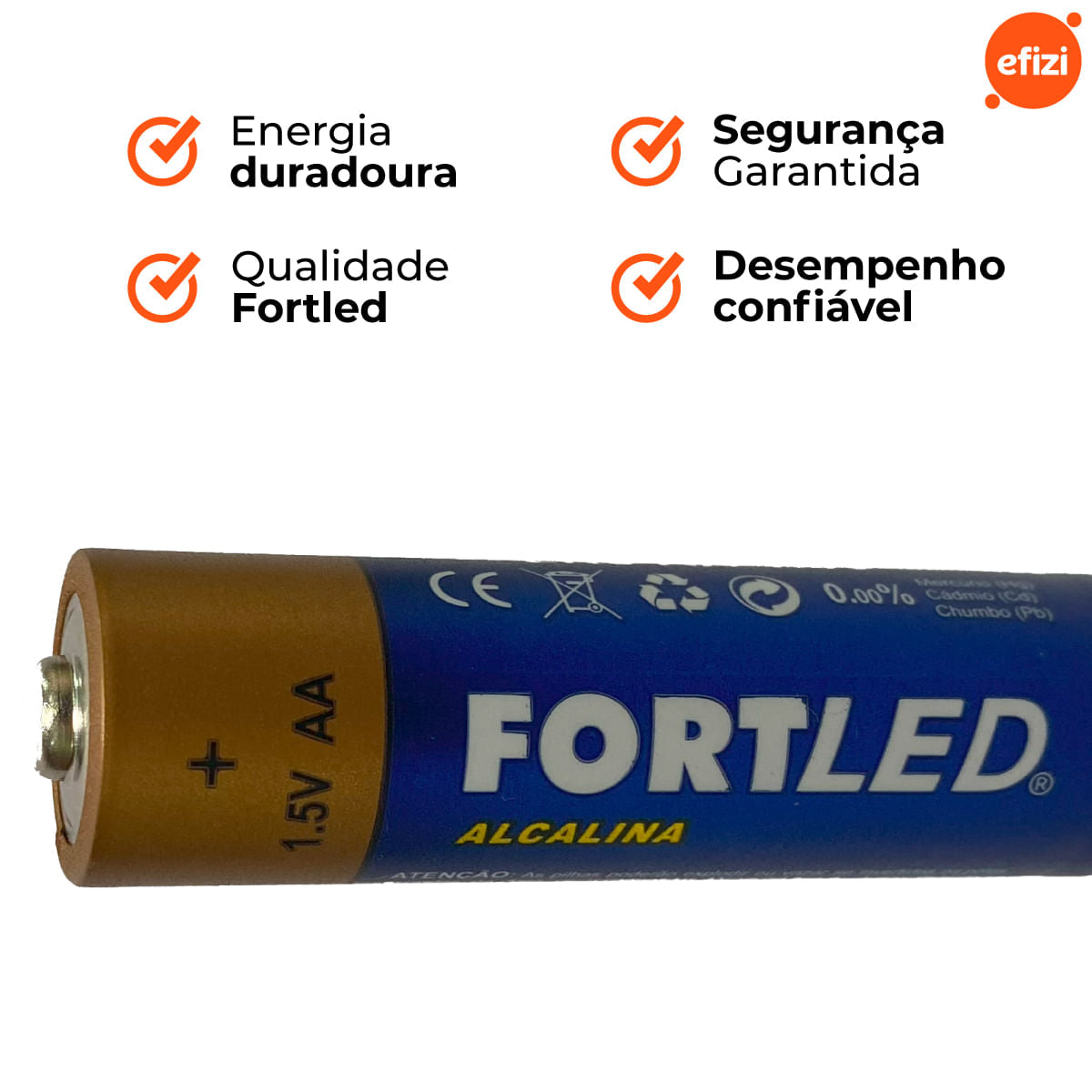 Pilha Alcalina AA 12 unidades Fortled