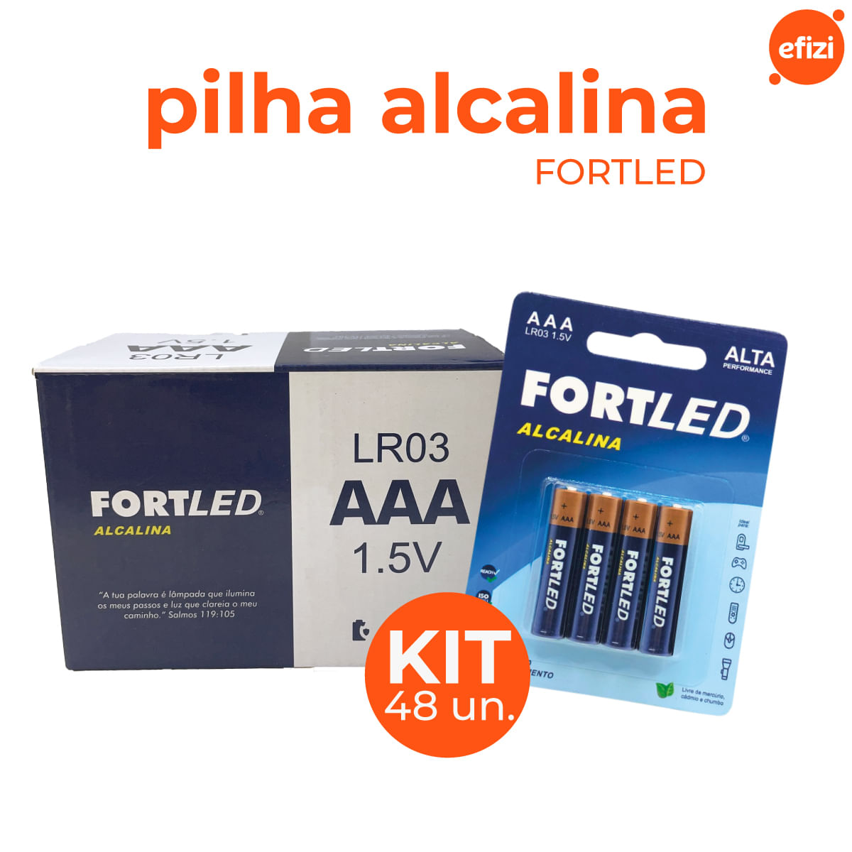 Pilha Alcalina AAA 48 unidades Fortled