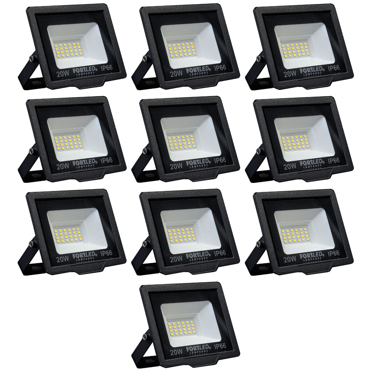Kit 10 Refletores de Led 20W Fortled