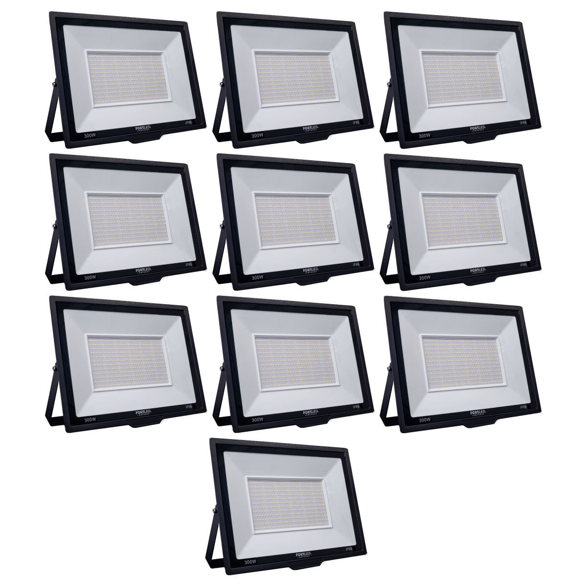 Kit 10 Refletores de Led 300W Fortled