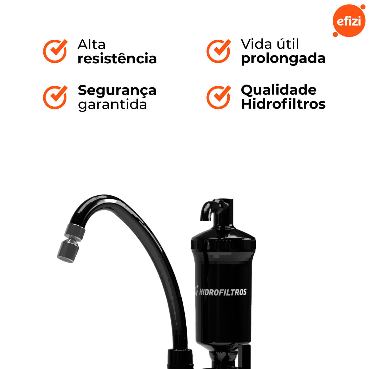 Filtro Pop Torneira De Parede 15 Micra Preto Hidrofiltros