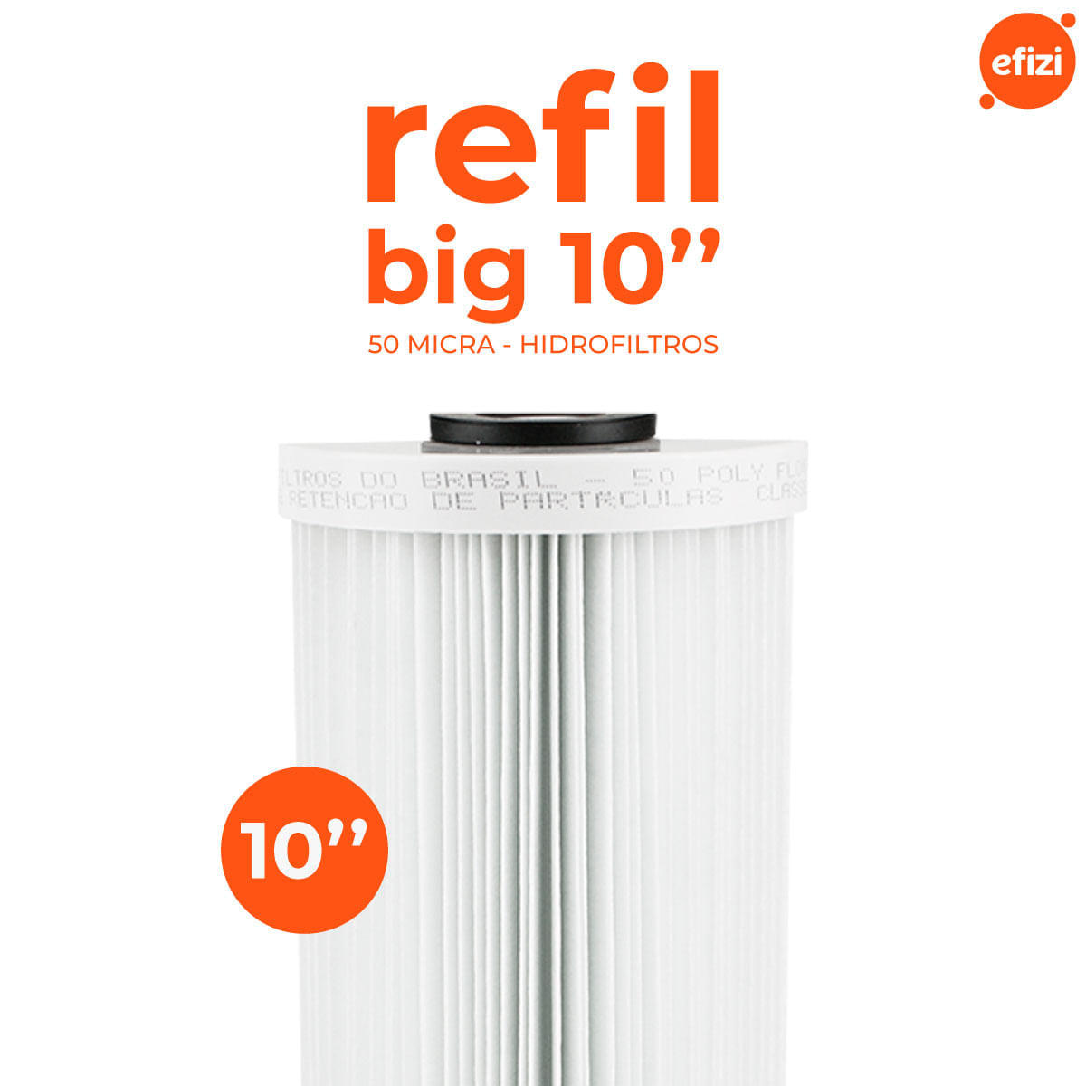 Refil Filtro Big 10" 50 Micra Lavável Hidrofiltros