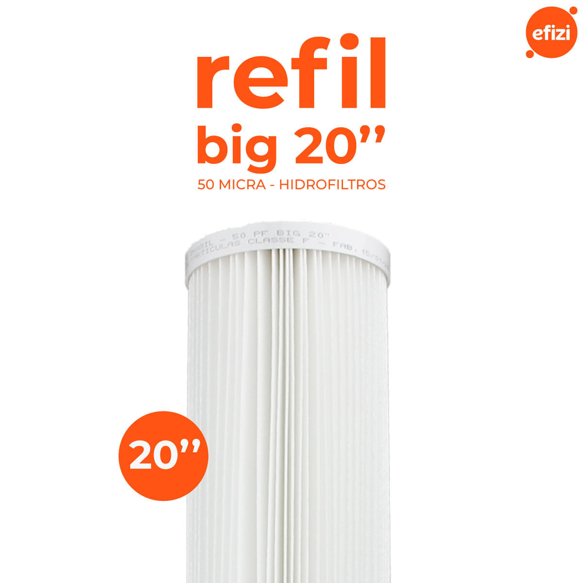 Refil Filtro Big 20" 50 Micra Lavável Hidrofiltros