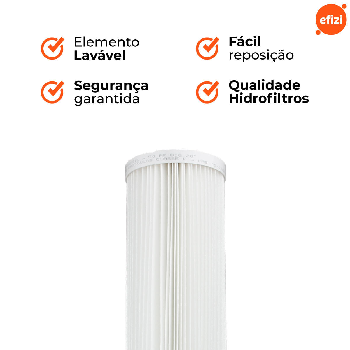 Refil Filtro Big 20" 50 Micra Lavável Hidrofiltros