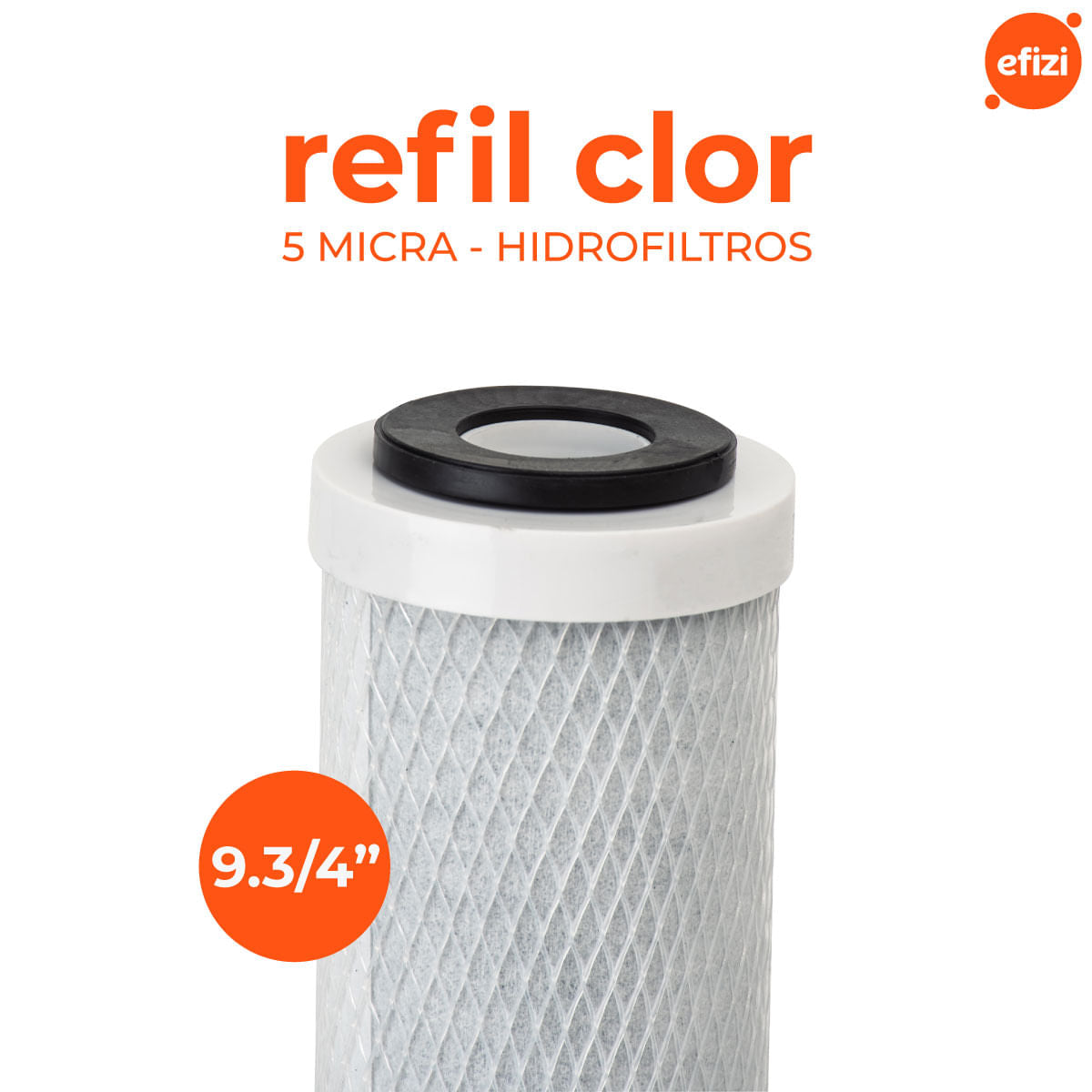 Refil Filtro Clor 9.3/4" 5 Micra Carvão Ativado Hidrofiltros