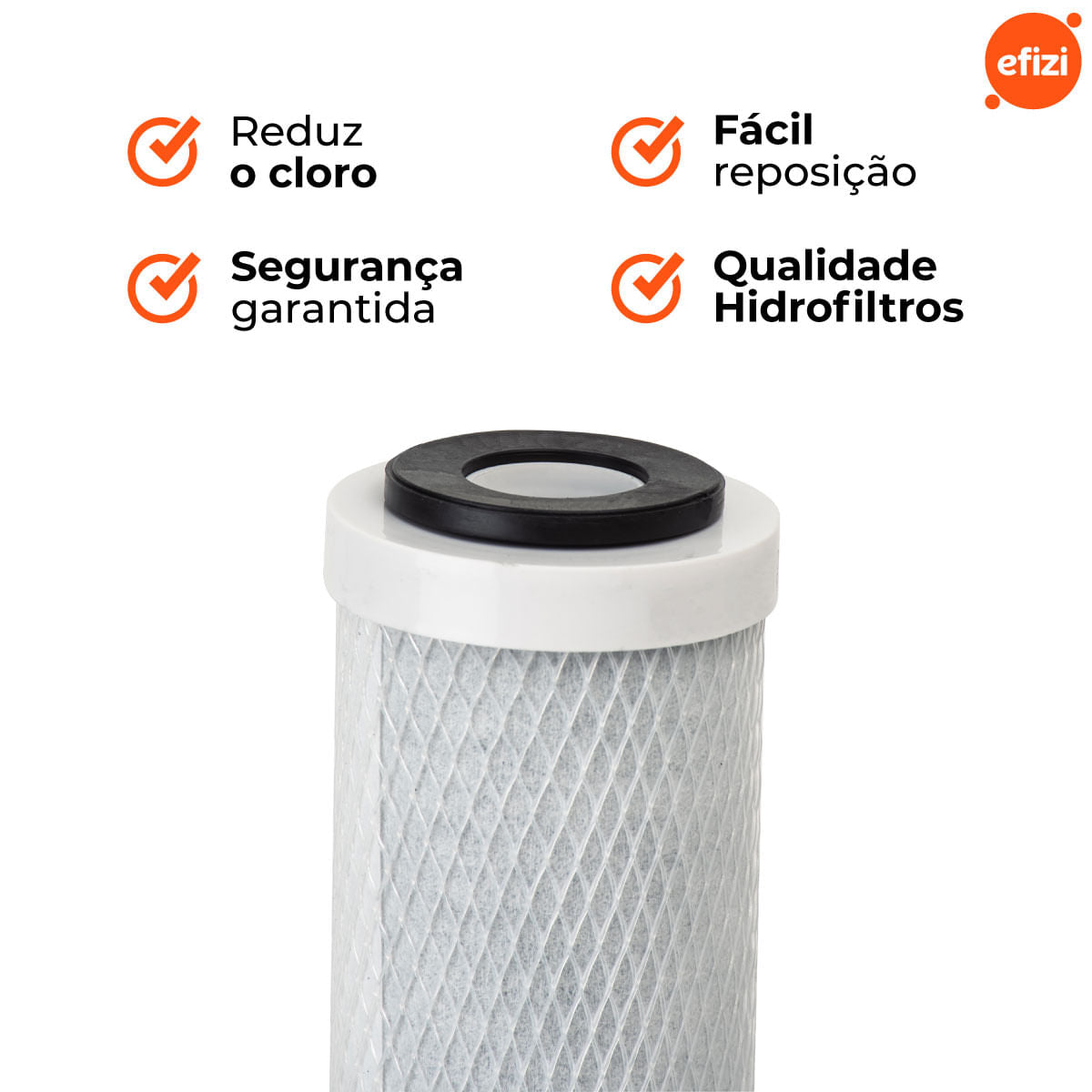 Refil Filtro Clor 9.3/4" 5 Micra Carvão Ativado Hidrofiltros
