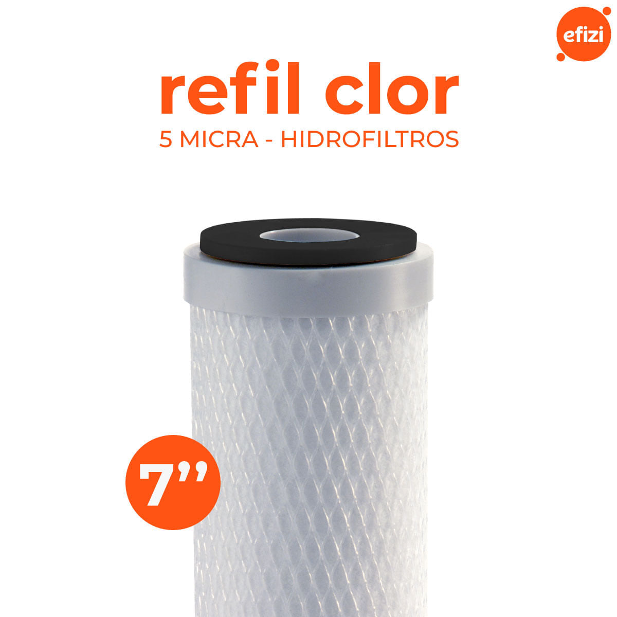 Refil Filtro Clor 7" 5 Micra Carvão Ativado Hidrofiltros