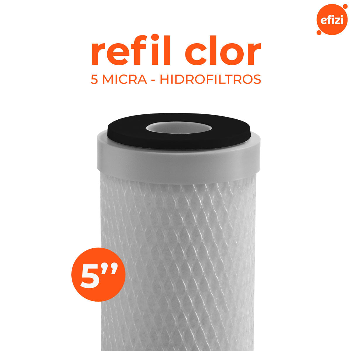 Refil Filtro Clor 5" 5 Micra Carvão Ativado Hidrofiltros