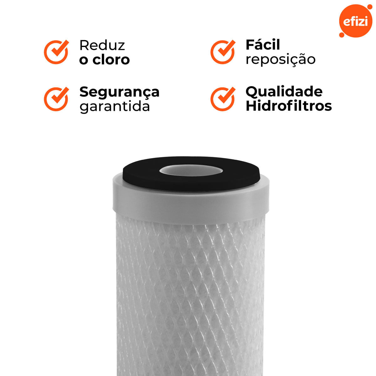 Refil Filtro Clor 5" 5 Micra Carvão Ativado Hidrofiltros