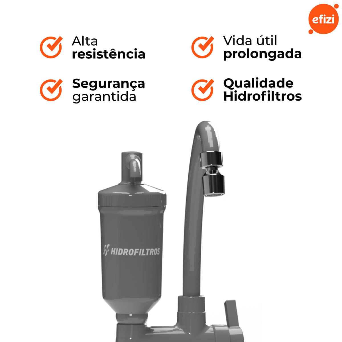 Filtro Pop Torneira De Parede 15 Micra Cinza Hidrofiltros