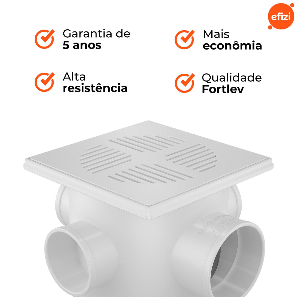 Caixa Sifonada Quadrada 100x100x50 Fortlev