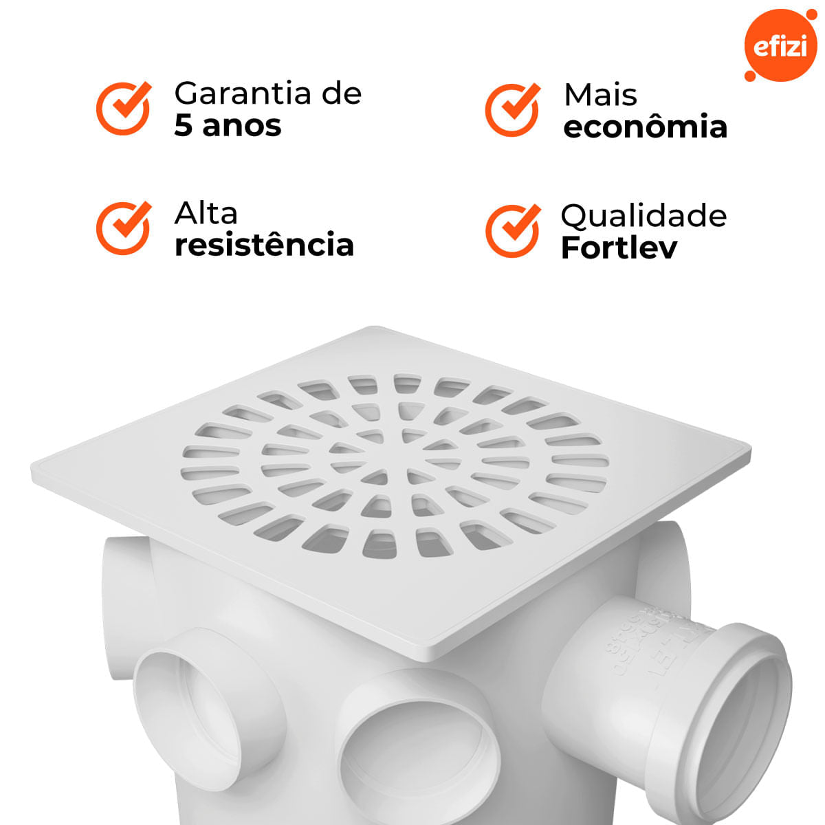 Caixa Sifonada Quadrada 150x150x50 Fortlev