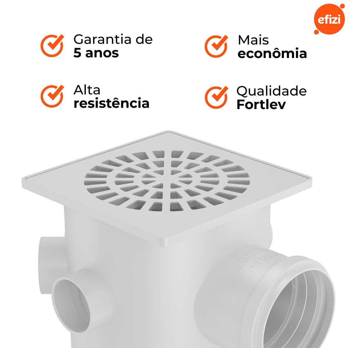 Caixa Sifonada Quadrada 150x185x75 Fortlev