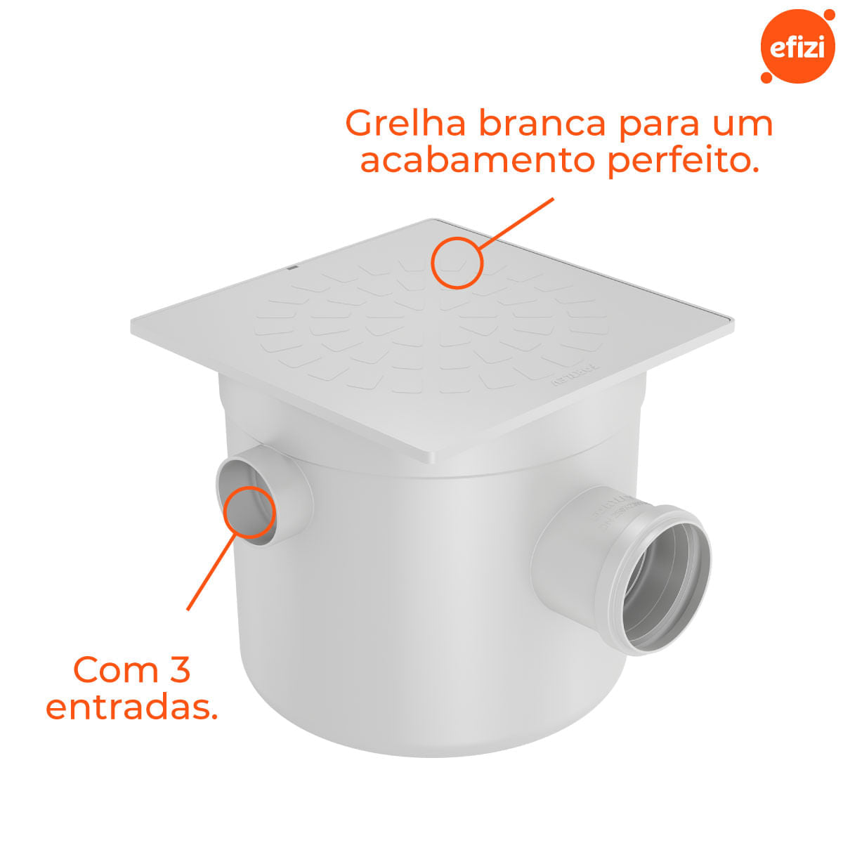 Caixa Sifonada Quadrada 250x230x75 Fortlev
