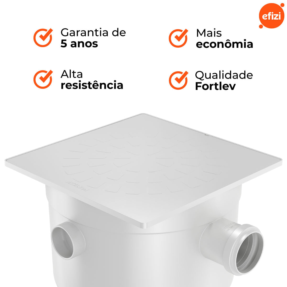 Caixa Sifonada Quadrada 250x230x75 Fortlev