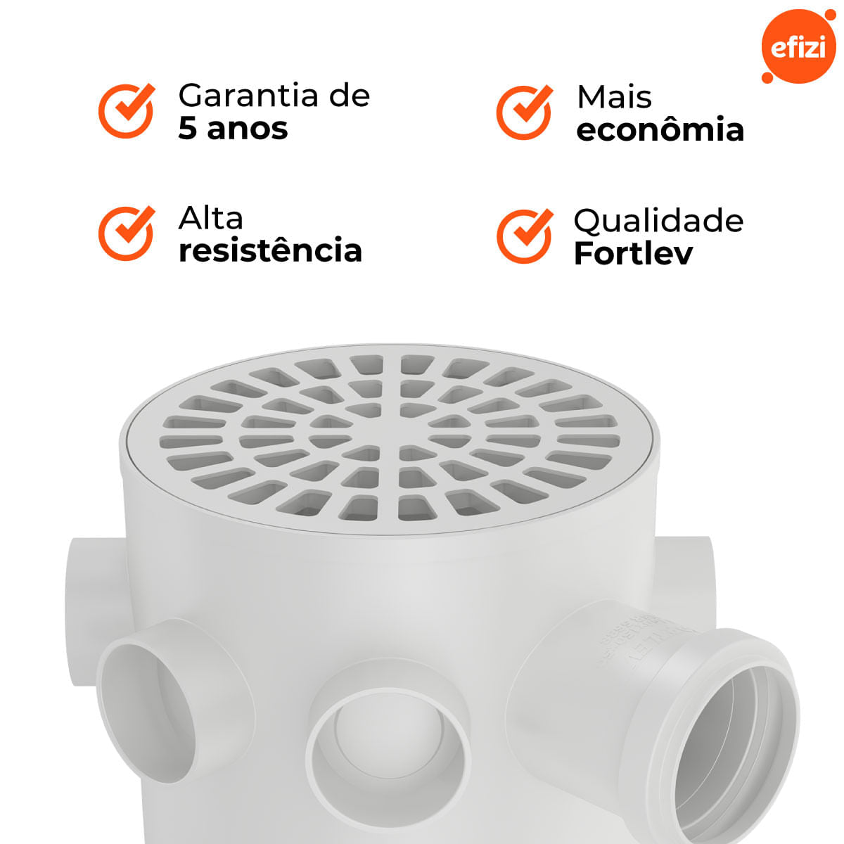 Caixa Sifonada Redonda 150x150x50 Fortlev