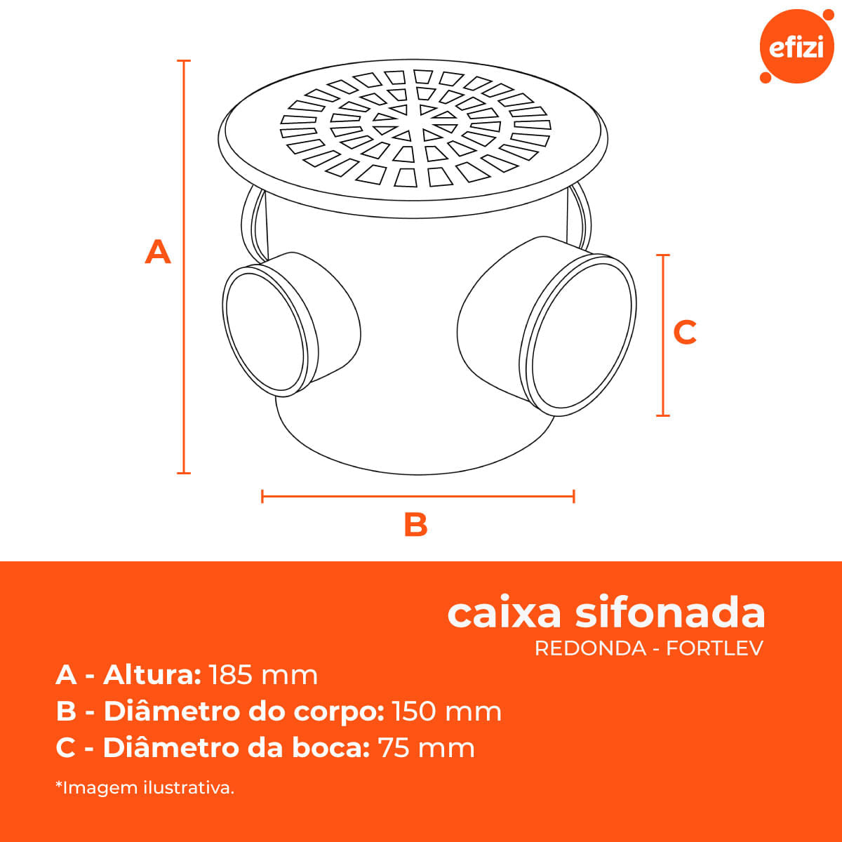 Caixa Sifonada Redonda 150x185x75 Fortlev