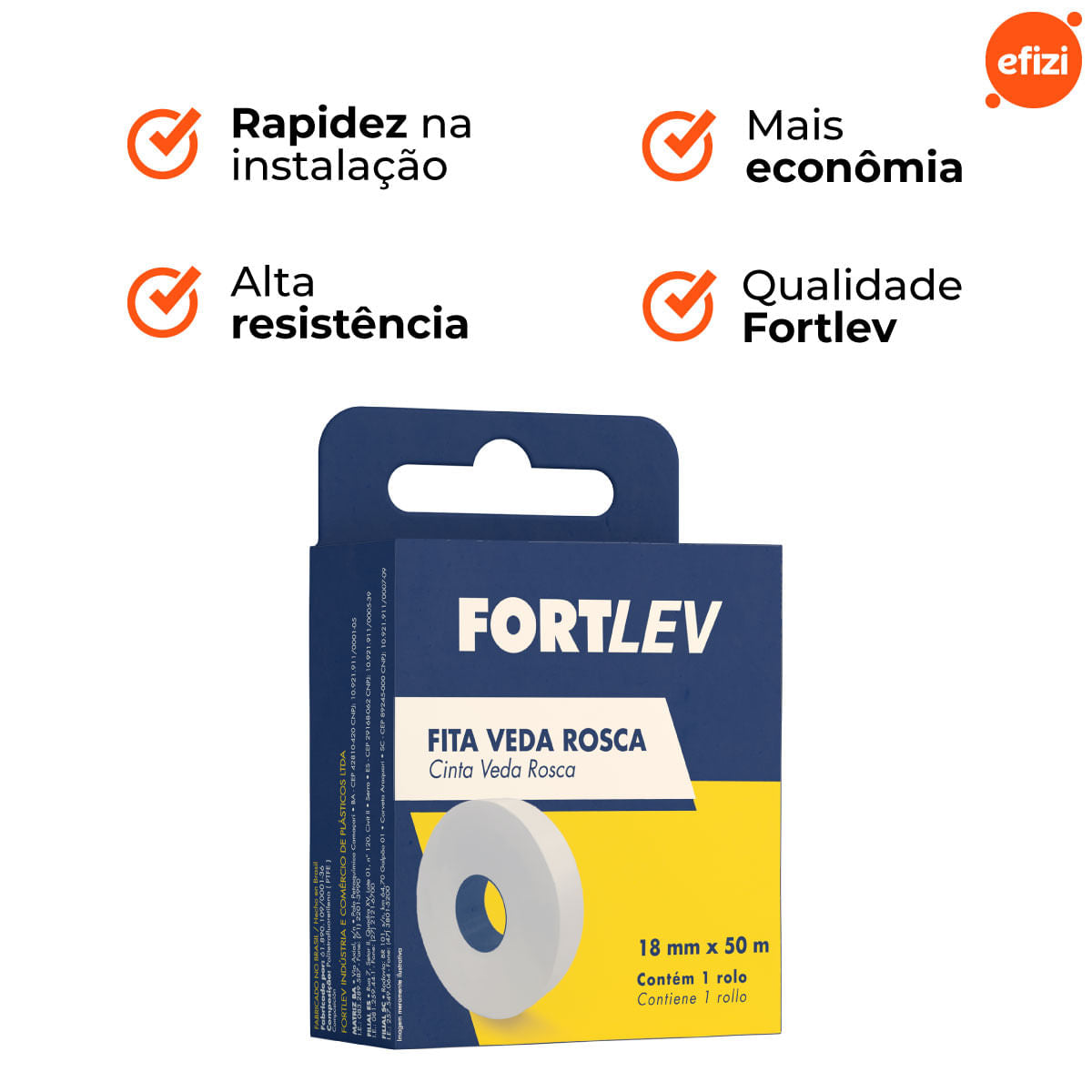 Fita Veda Rosca Fortlev 18mm X 50m