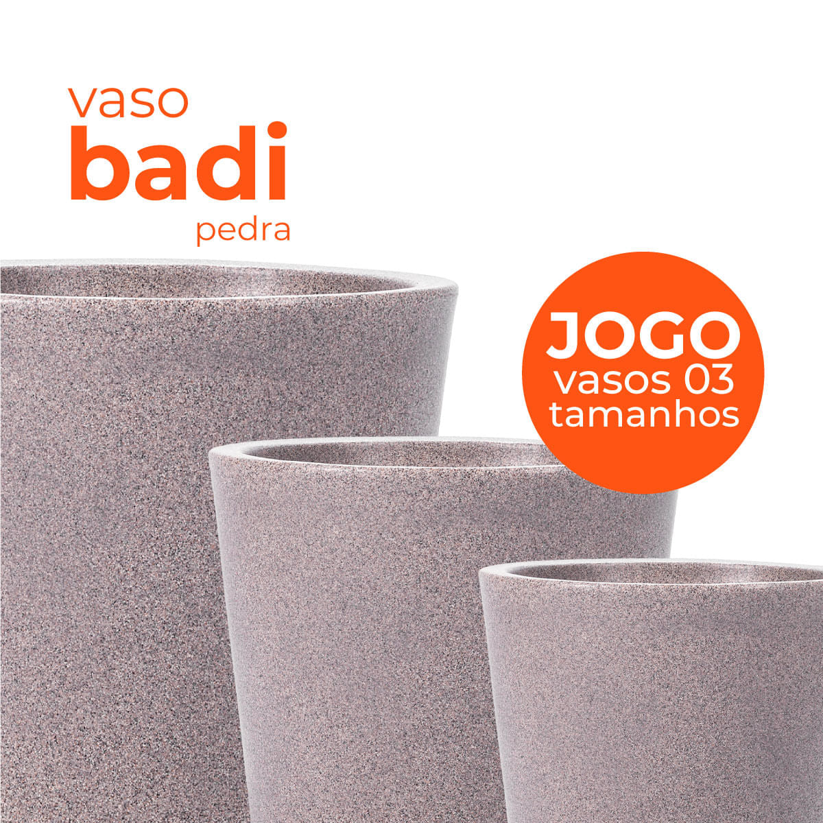 Jogo Vasos 3 Tamanhos Badi Pedra Terrano