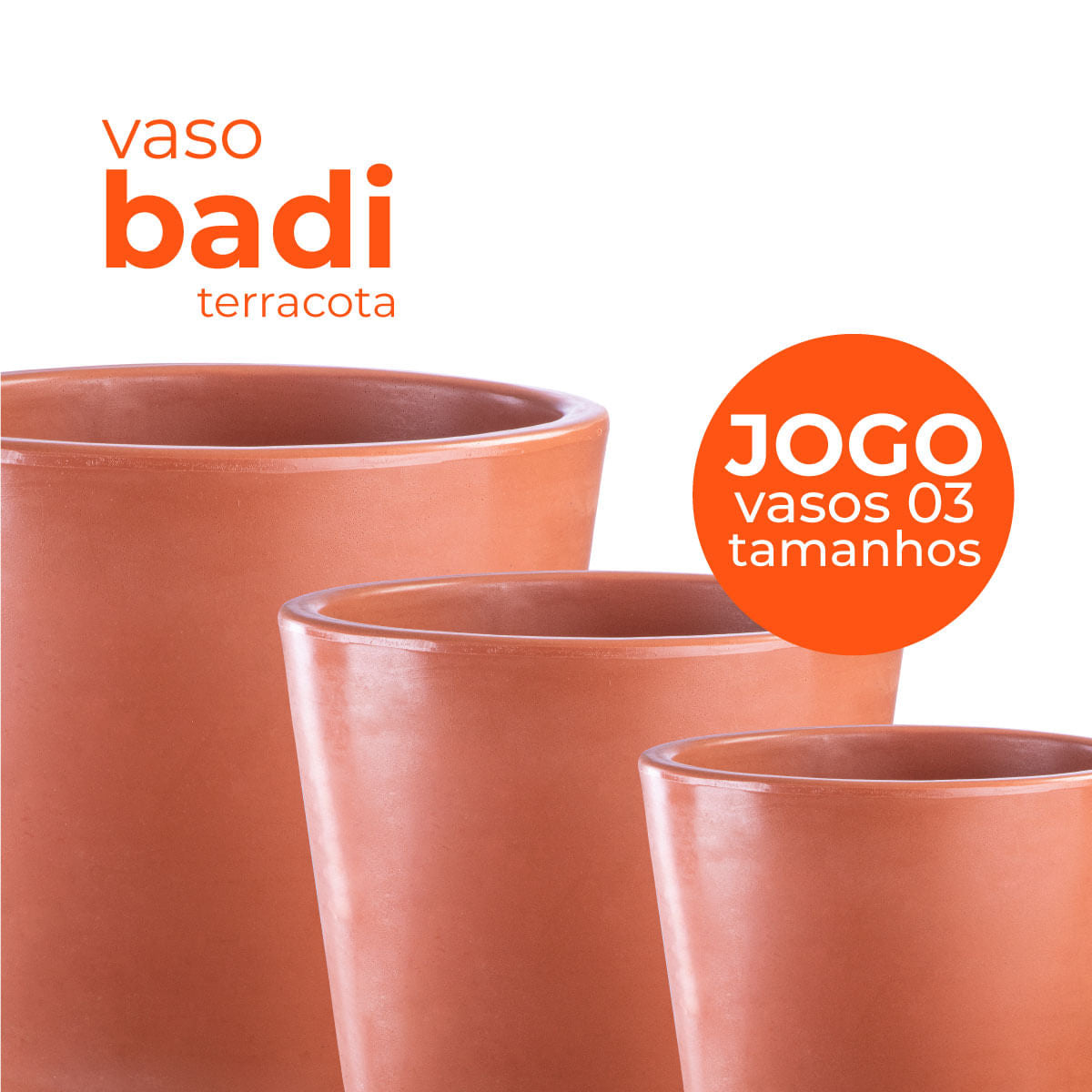 Jogo Vasos 3 Tamanhos Badi Terracota Terrano
