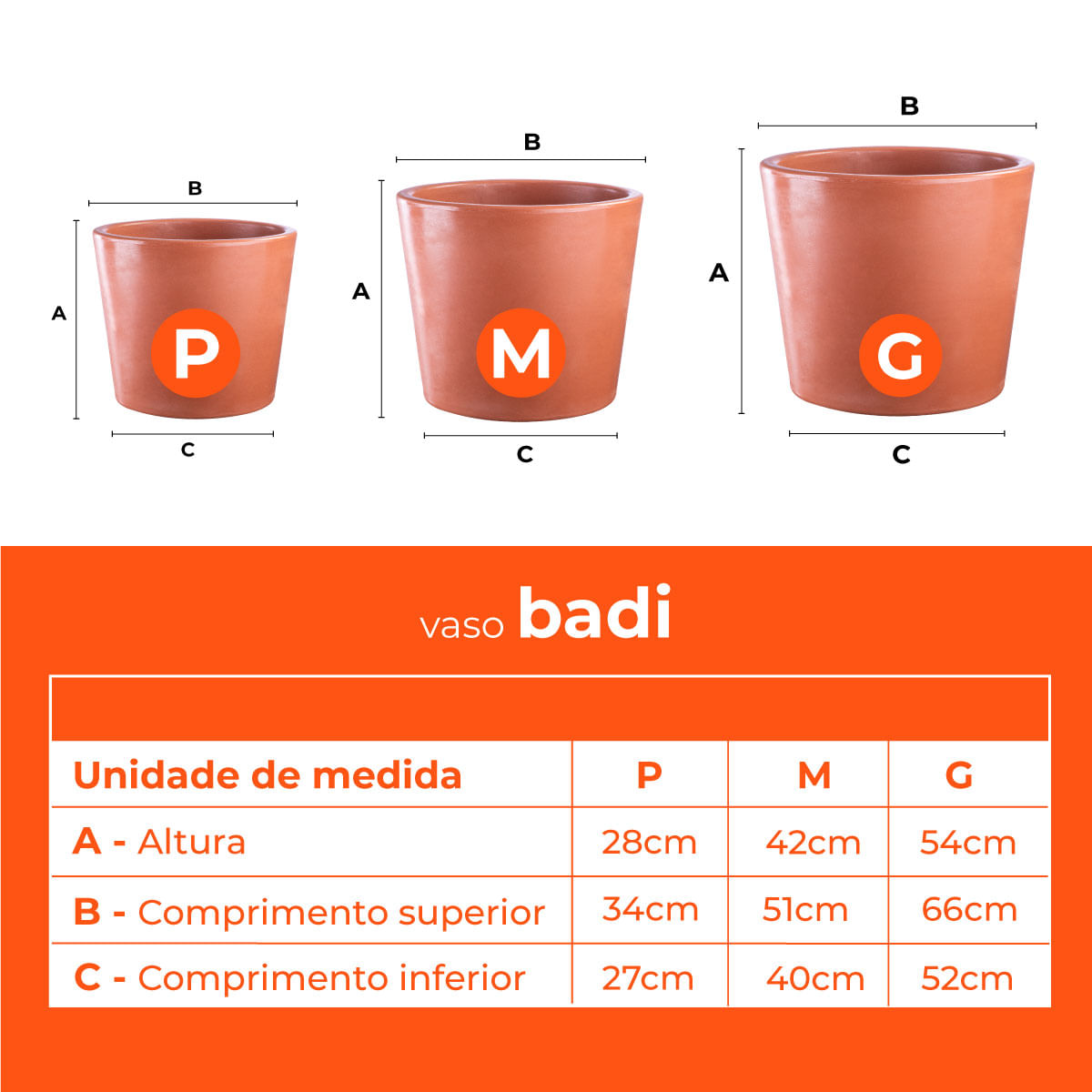 Jogo Vasos 3 Tamanhos Badi Terracota Terrano