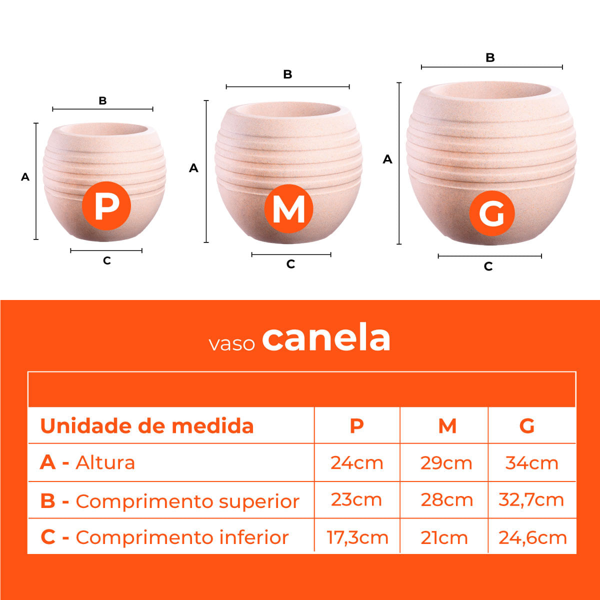 Jogo Vasos 3 Tamanhos Canela Bege Terrano