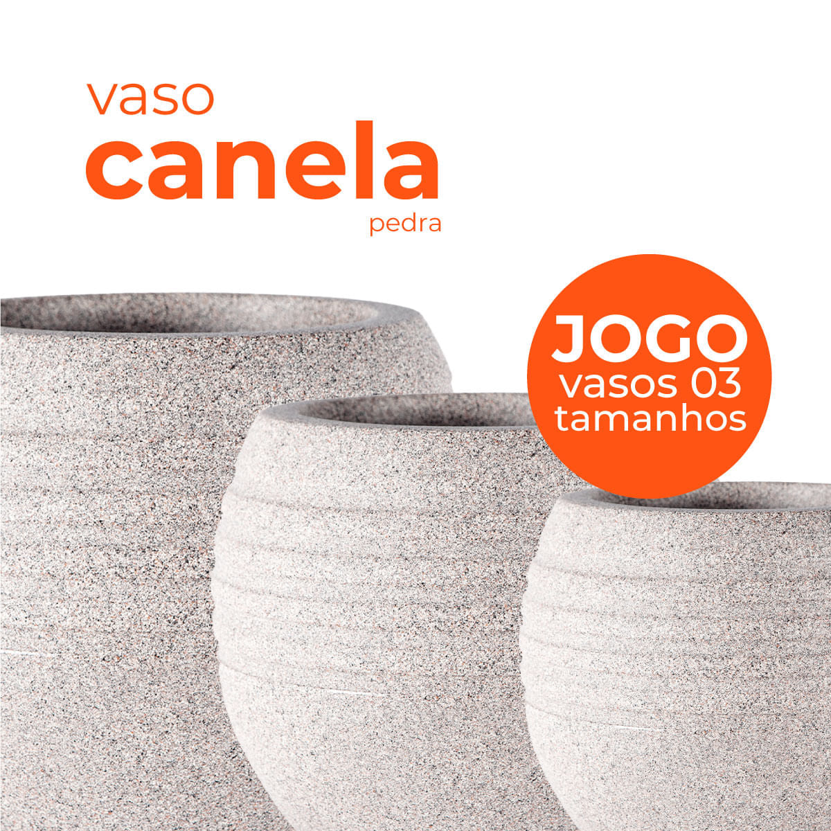 Jogo Vasos 3 Tamanhos Canela Pedra Terrano
