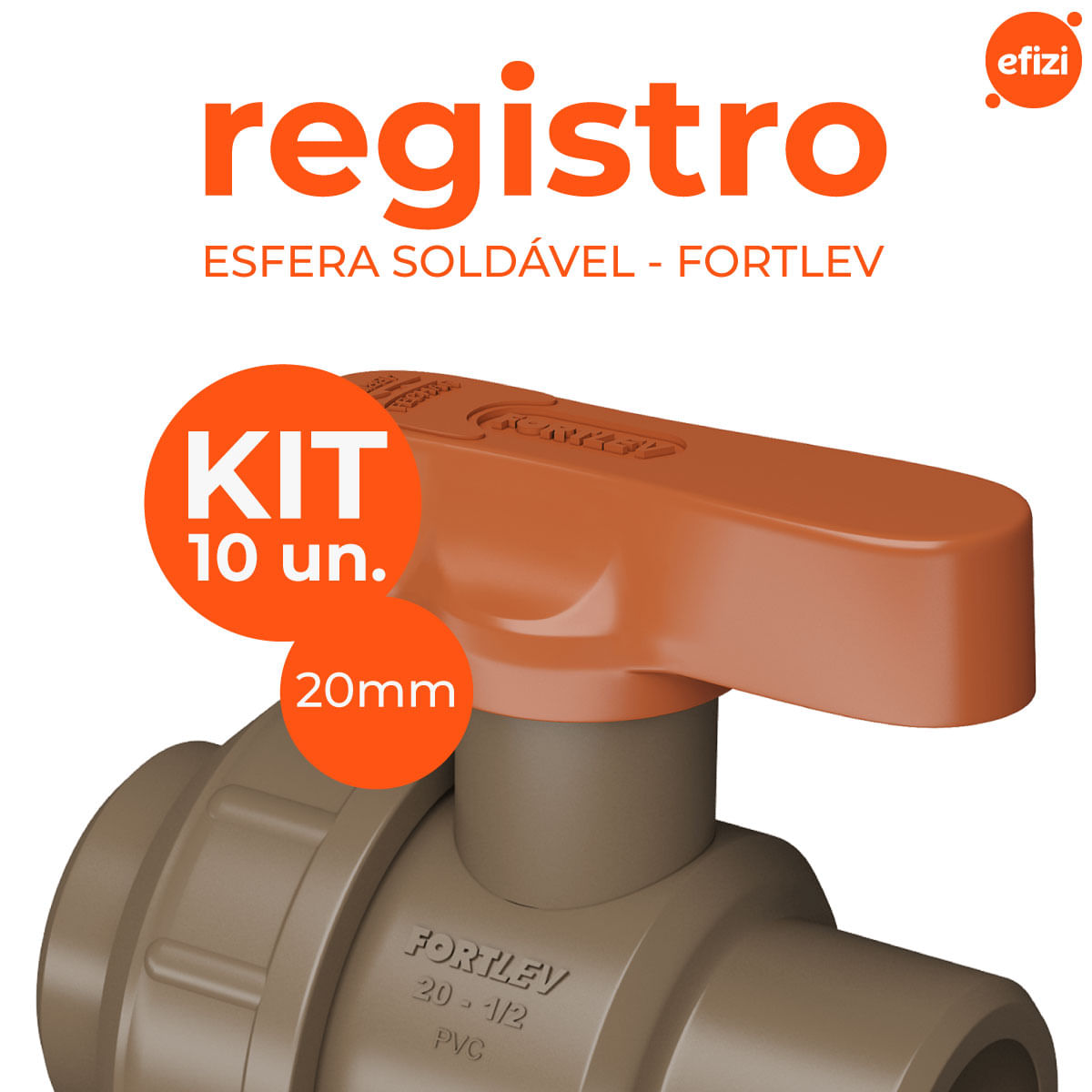 Kit 10 Registros Esfera Soldável União 20mm Fortlev
