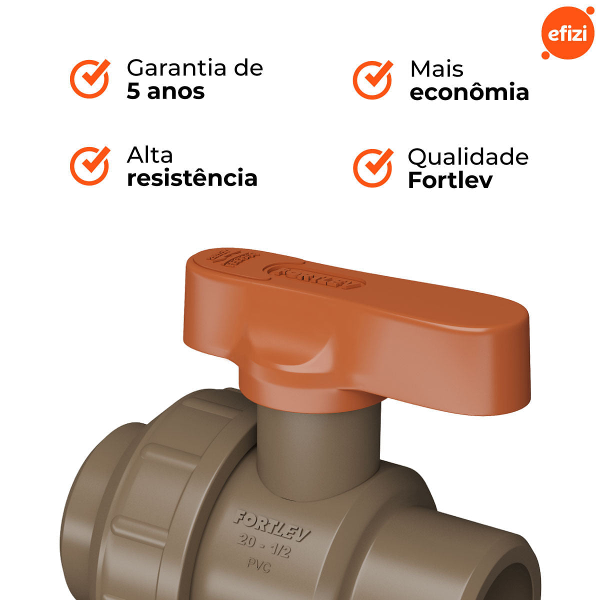 Kit 10 Registros Esfera Soldável União 20mm Fortlev