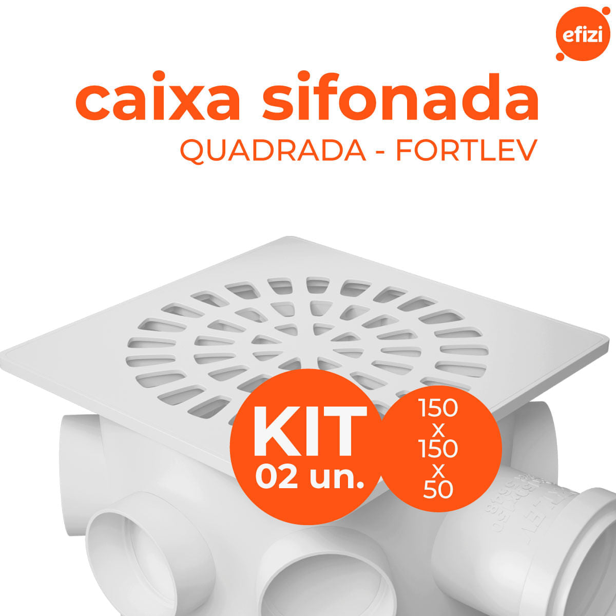 Kit 2 Caixas Sifonada Quadrada 150x150x50 Fortlev
