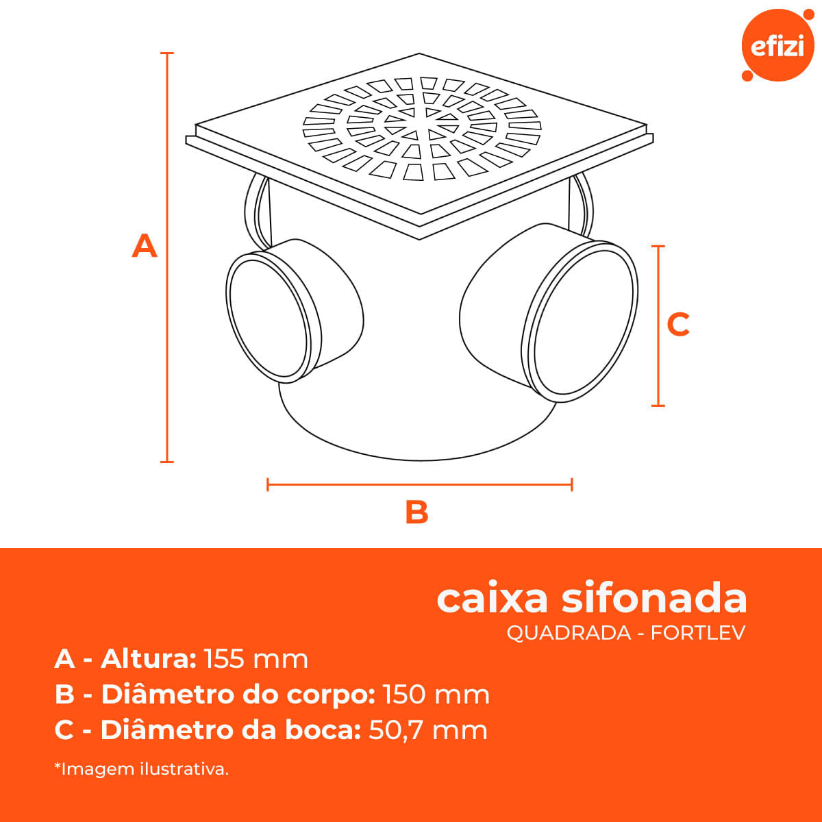 Kit 2 Caixas Sifonada Quadrada 150x150x50 Fortlev