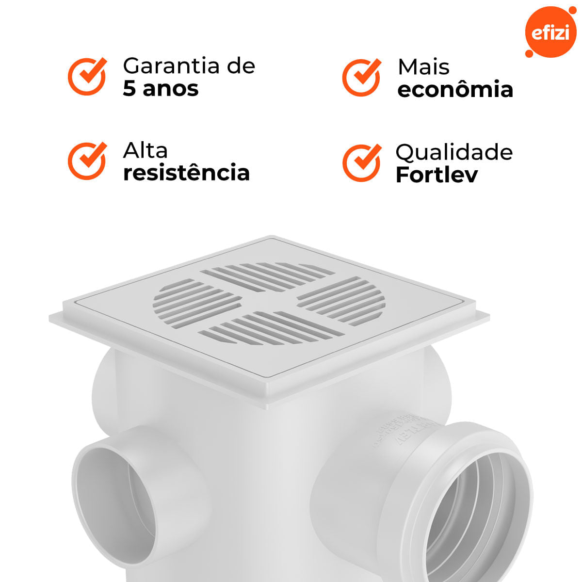 Kit 3 Caixas Sifonada Quadrada 100x150x50 Fortlev