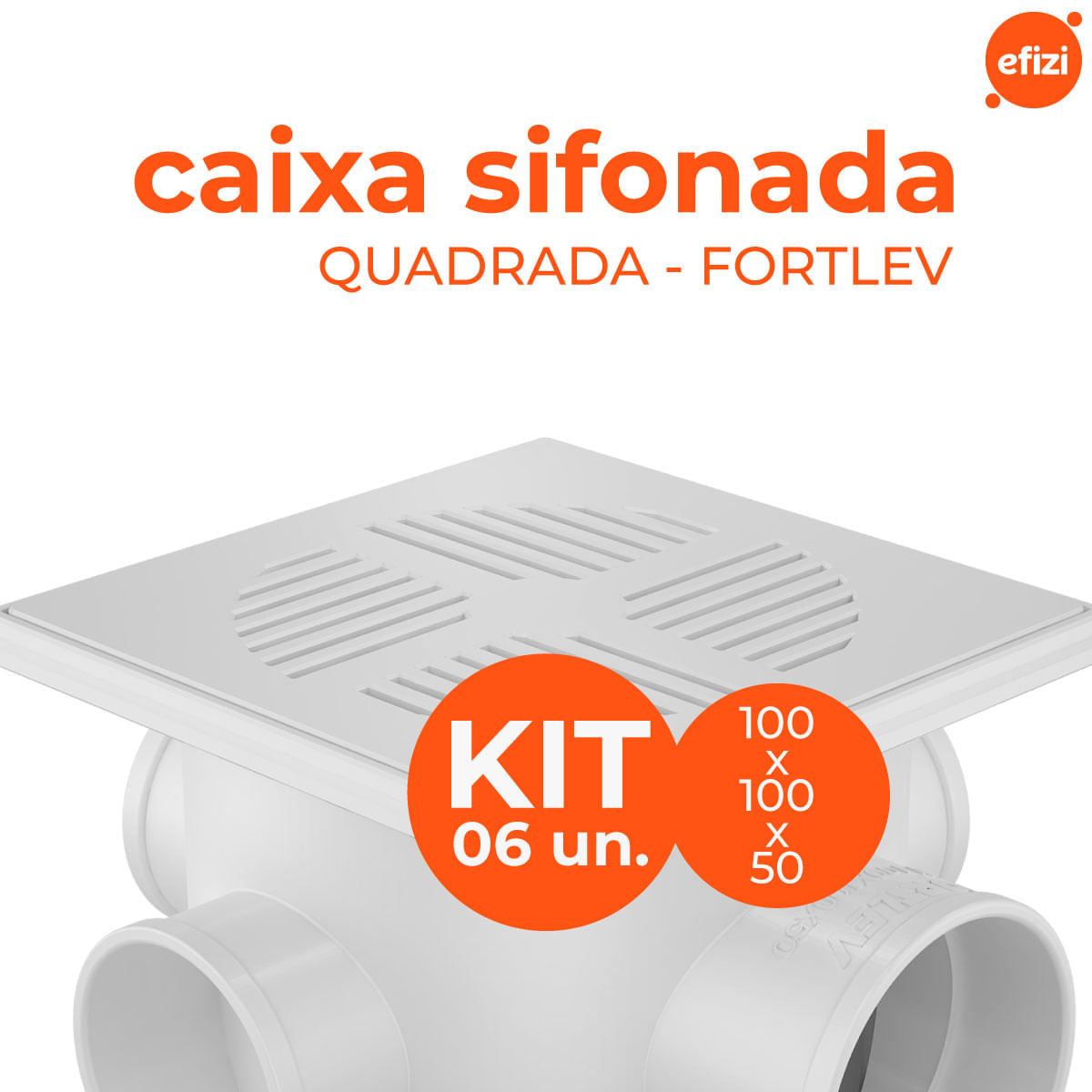Kit 6 Caixas Sifonada Quadrada 100x100x50 Fortlev