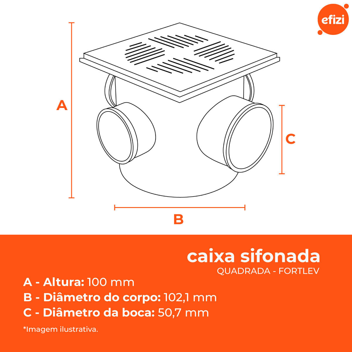 Kit 6 Caixas Sifonada Quadrada 100x100x50 Fortlev