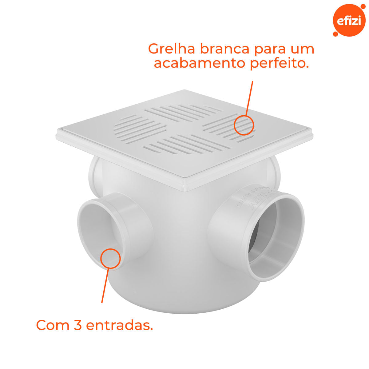 Kit 6 Caixas Sifonada Quadrada 100x100x50 Fortlev