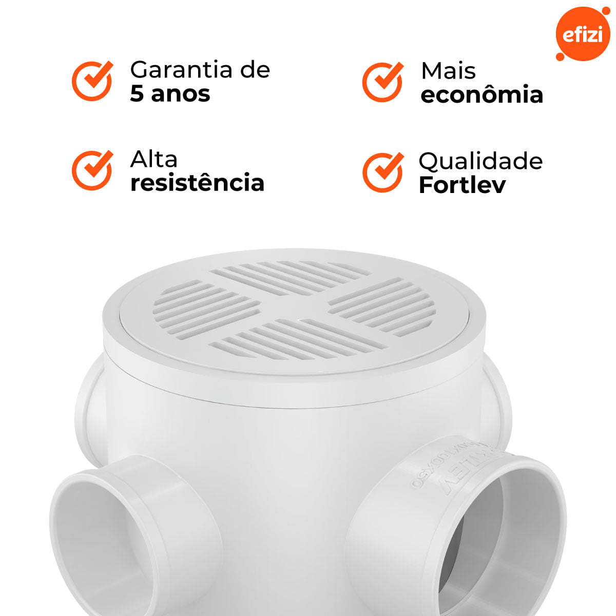 Kit 6 Caixas Sifonada Redonda 100x100x50 Fortlev