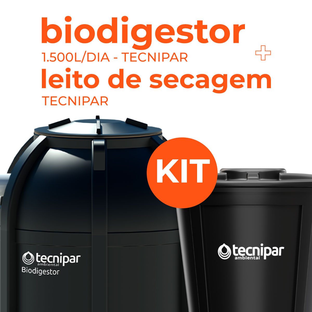 Kit Biodigestor 1.500L/dia Tecnipar e Leito de Secagem Tecnipar