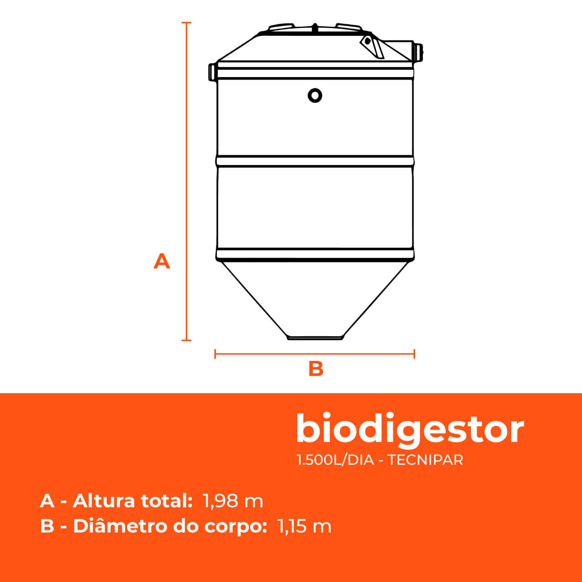 Kit Biodigestor 1.500L/dia Tecnipar e Leito de Secagem Tecnipar