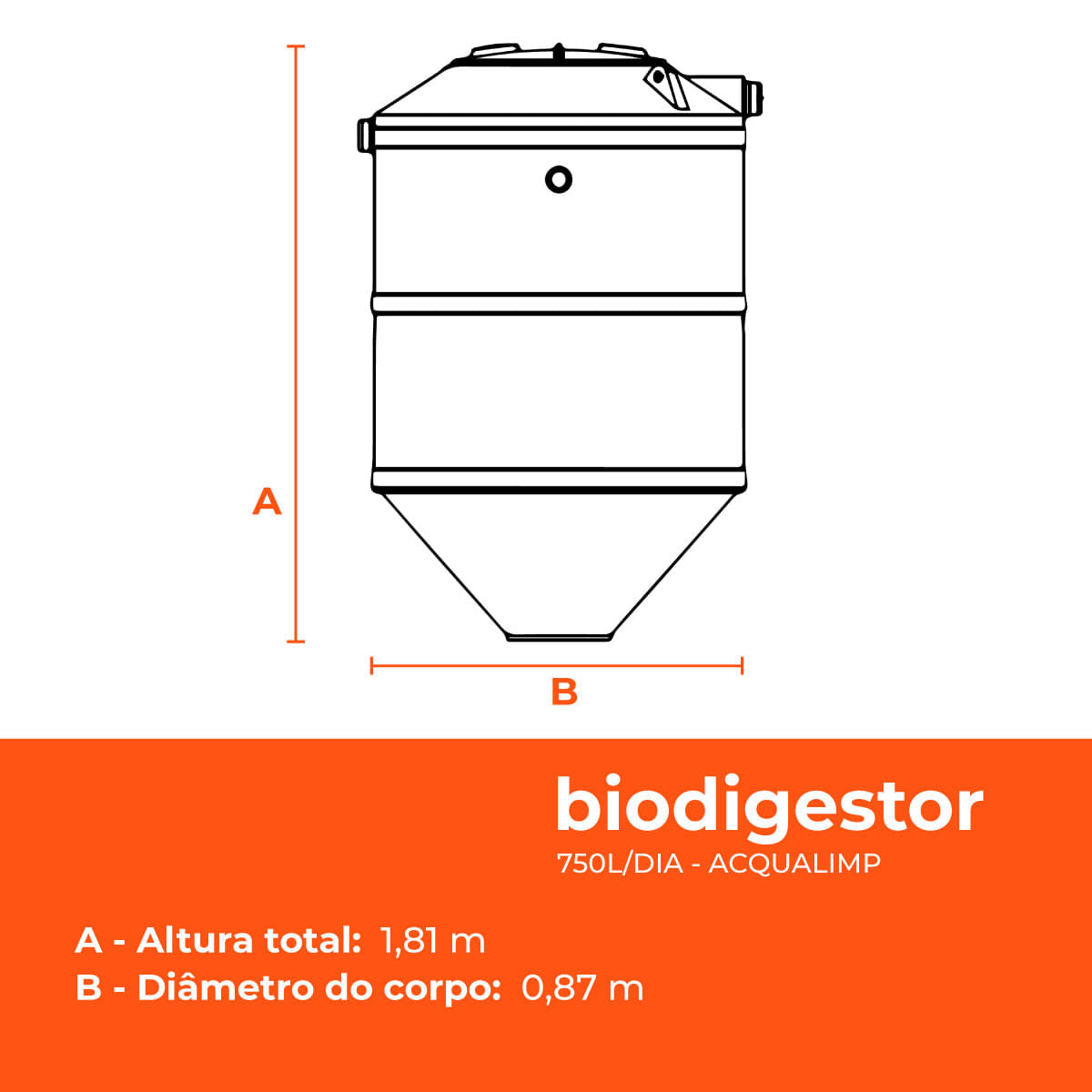 Kit Biodigestor 750L/dia e Leito de Secagem Acqualimp