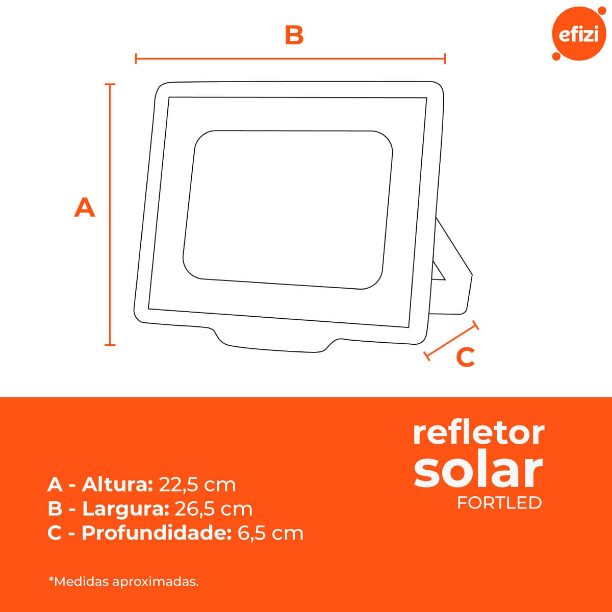 Refletor com Painel Solar 200W Fortled