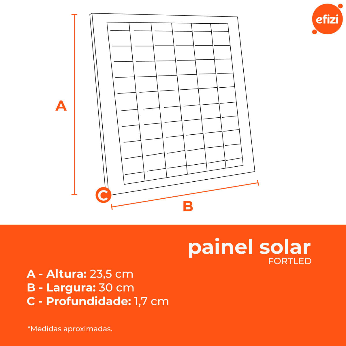 Refletor com Painel Solar 50W Fortled