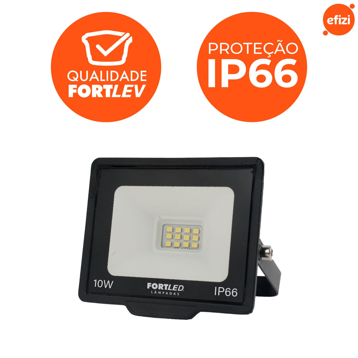 Refletor Led 10W Luz Amarela 3000K Fortled